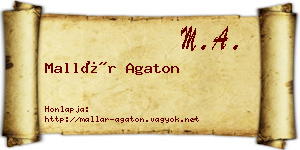 Mallár Agaton névjegykártya